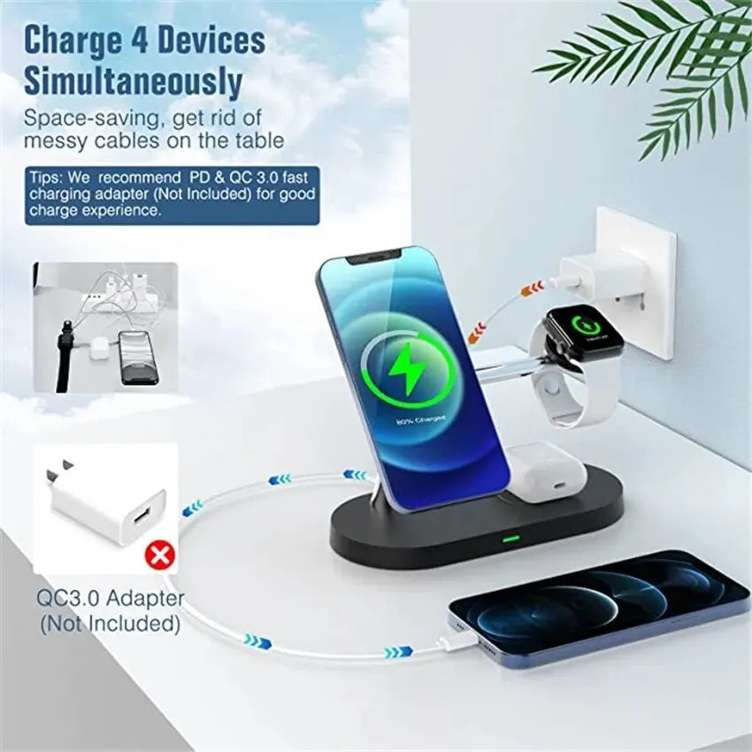 5 In 1 Magnetic Wireless Charger Stand For iPhone